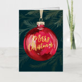 クラシックレッドボールクリスマスツリーオーナメント 箔シーズンカード (正面)