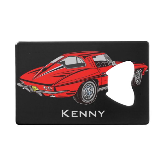 クラシックレッドムスタンデザインボトルオープナー クレジットカード栓抜き (正面(横))