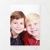 クラシックレッドメリークリスマス4家族フォトフェスティバル 三つ折りクリスマスカード (カバー)