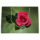 クラシックレッドローズビューティフルグリーン ラージペーパーバッグ (正面)