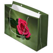 クラシックレッドローズビューティフルグリーン ラージペーパーバッグ (正面アングル)