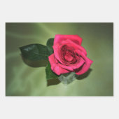 クラシックレッドローゼズオングリーンフローラ ラッピングペーパーシート (正面3)