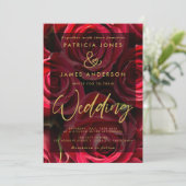 クラシックレッドローゼズオーバーレイ結婚式招待状 招待状 (スタンド正面)