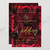 クラシックレッドローゼズオーバーレイ結婚式招待状 招待状 (正面/裏面)