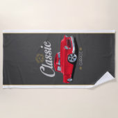 クラシックレッド1956シェビーガレージ ビーチタオル (正面)