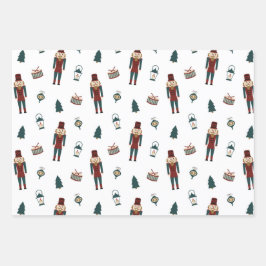 クラシックレッド&グリーンクリスマスかわいこちゃん ラッピングペーパーシート