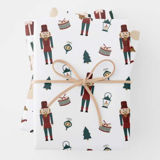 クラシックレッド&グリーンクリスマスかわいこちゃん ラッピングペーパーシート (インサイチュ)