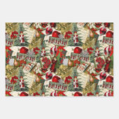 クラシックレッド&グリーンビクトリアンクリスマス ラッピングペーパーシート (正面2)