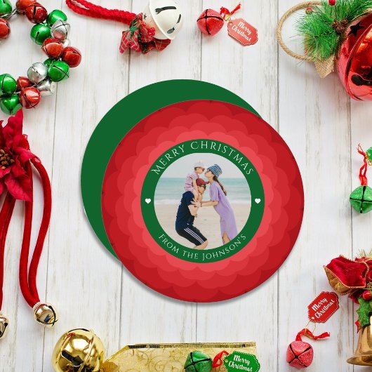 クラシックレッド&グリーンメリークリスマスフローラ シーズンカード