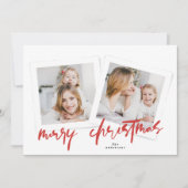 クラシックレッド&ホワイト・メリークリスマス数々の写真 シーズンカード (正面)