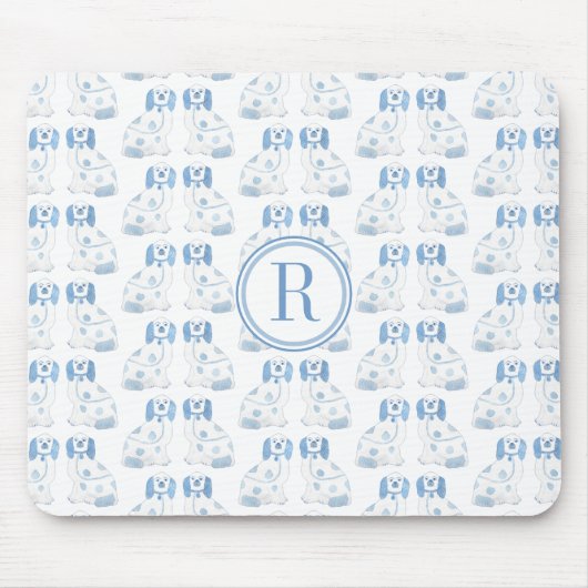クラシックレディーブルーと白のチノワセリードッグ マウスパッド (正面)