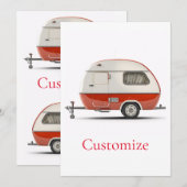 クラシックレトロな涙のしずく型キャンパー サンダーコーブ 招待状 (正面/裏面)