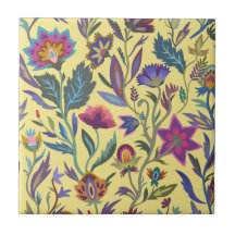 クラシックレトロカラフルビクトリアン花l黄