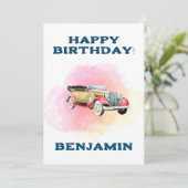 クラシックレトロカーカスタムバースデーカード 招待状 (スタンド正面)