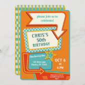 クラシックレトロサイン 50歳の誕生日 招待状 (正面/裏面)