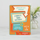クラシックレトロサイン 50歳の誕生日 招待状 (スタンド正面)