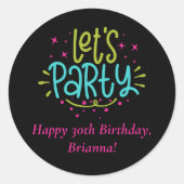 クラシックレトロシンプルレッツ祝誕生日 ラウンドシール (正面)