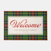 クラシックレトロスクリプト休日レッドとグリーン ドアマット (正面)