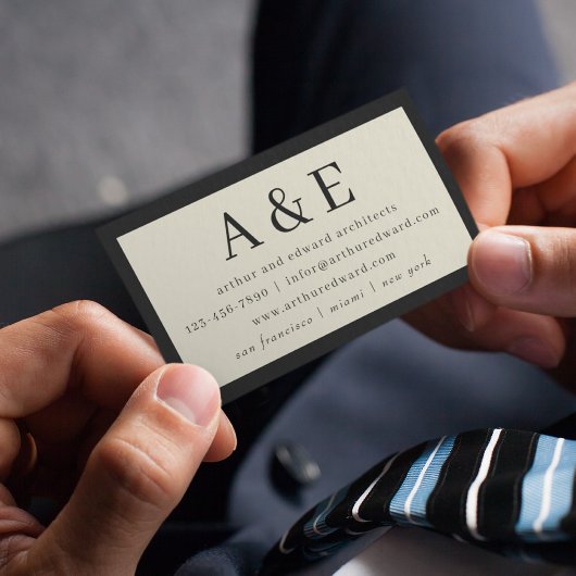 クラシックレトロストライプヴィンテージシンプルイニシャル 名刺