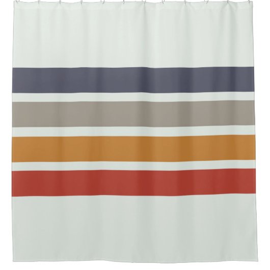 クラシックレトロストライプ シャワーカーテン (正面)