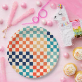 クラシックレトロチェッ市松模様にクボードのパターン ペーパープレート (パーティー)