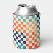 クラシックレトロチェッ市松模様にクボードのパターン 缶クーラー (缶正面)