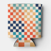 クラシックレトロチェッ市松模様にクボードのパターン 缶クーラー (正面)