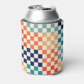 クラシックレトロチェッ市松模様にクボードのパターン 缶クーラー (缶裏面)