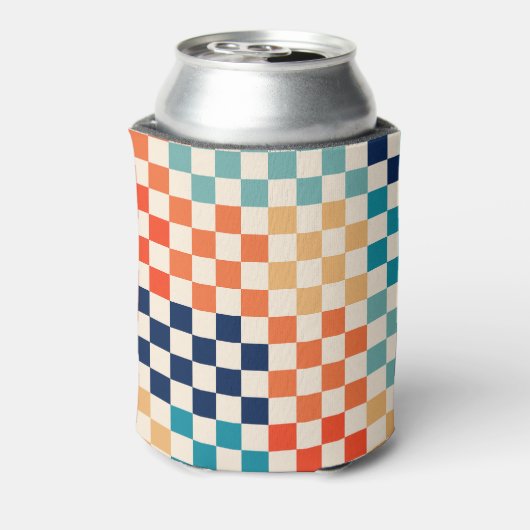 クラシックレトロチェッ市松模様にクボードのパターン 缶クーラー (缶裏面)