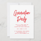 クラシックレトロフォトレッド卒業カジュアルパーティー 招待状 (裏面)
