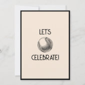 クラシックレトロブラックベースボール1歳誕生日 招待状 (裏面)