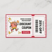 クラシックレトロ予測できな漫画唐揚げチキンバケット 割引カード (正面)