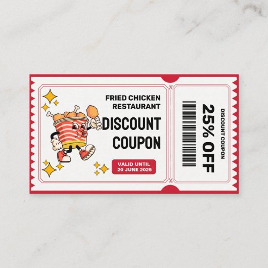 クラシックレトロ予測できな漫画唐揚げチキンバケット 割引カード (正面)