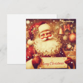 クラシックレトロ伝統的イラストレーションサンタクロース シーズンカード (正面/裏面)