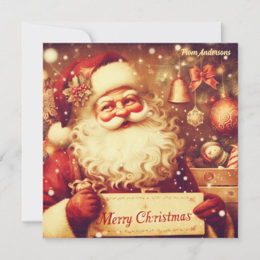 クラシックレトロ伝統的イラストレーションサンタクロース シーズンカード (正面)