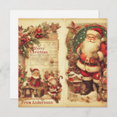 クラシックレトロ伝統的イラストレーションサンタクロース シーズンカード (正面/裏面)