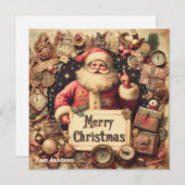 クラシックレトロ伝統的イラストレーションサンタクロース シーズンカード (正面/裏面)