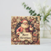 クラシックレトロ伝統的イラストレーションサンタクロース シーズンカード (スタンド正面)