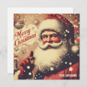 クラシックレトロ伝統的イラストレーションサンタクロース シーズンカード (正面/裏面)