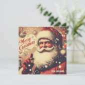 クラシックレトロ伝統的イラストレーションサンタクロース シーズンカード (スタンド正面)