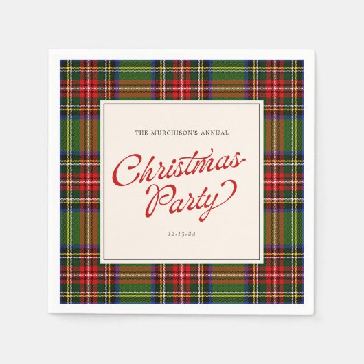 クラシックレトロ台本メリークリスマスパーティー スタンダードカクテルナプキン (正面)
