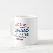 クラシックレトロ1973年限定版誕生日 コーヒーマグカップ (正面左)
