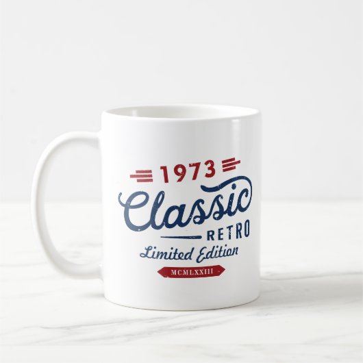 クラシックレトロ1973年限定版誕生日 コーヒーマグカップ (左)