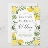 クラシックレモングリーンリー結婚サマー 招待状 (正面)