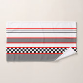 クラシックレースをテーマにした白黒赤と灰色 バスタオルセット (ハンドタオル)