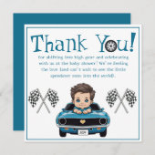 クラシックレースカー赤ちゃんシャワーサンキューカード サンキューカード (正面/裏面)