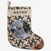 クラシックロココパターンラウンドファミリーフォト スモールクリスマスストッキング (正面)