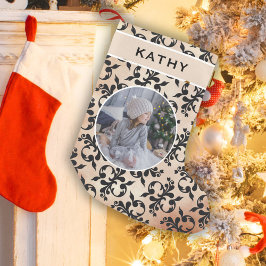 クラシックロココパターンラウンドファミリーフォト スモールクリスマスストッキング