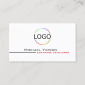 クラシックロゴ付きホワイトブラック&フォトプロフェッショナル 名刺 (正面)