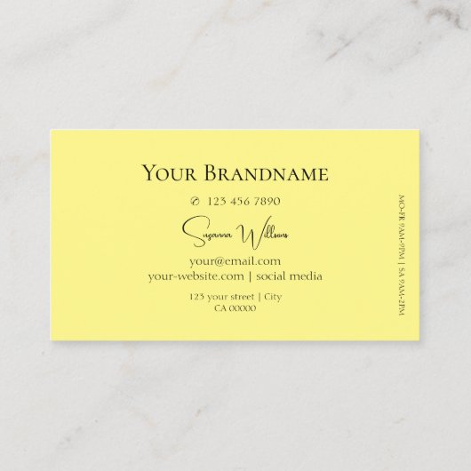 クラシックロゴ付き無地の黒と黄色スタイリッシュ 名刺 (裏面)